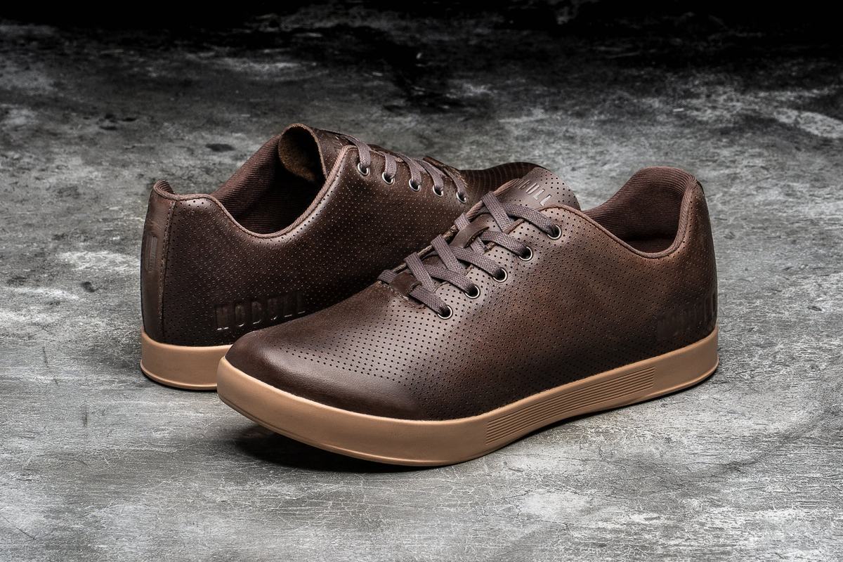 Nobull Leather Men's Trainers Brown | Australia (SE2814)
